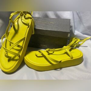 Azalea Wang Manilla Neon Yellow Strappy Sandals Size 8.5